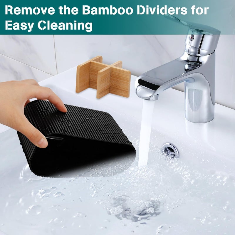 GFWARE Black Toothbrush Holder - Bamboo Toothbrush Holders for Bathrooms Electric Toothbrush Holder Organizer Kids Toothbrush Holders for Bathrooms Countertop - Image 4